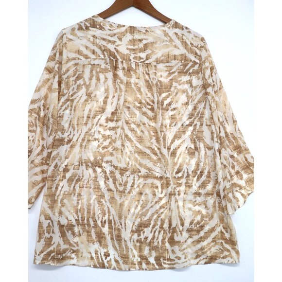 Beautiful By Lawrence Zarian Animal Print Asymmetrical Top M Grannycore - Picture 6 of 10
